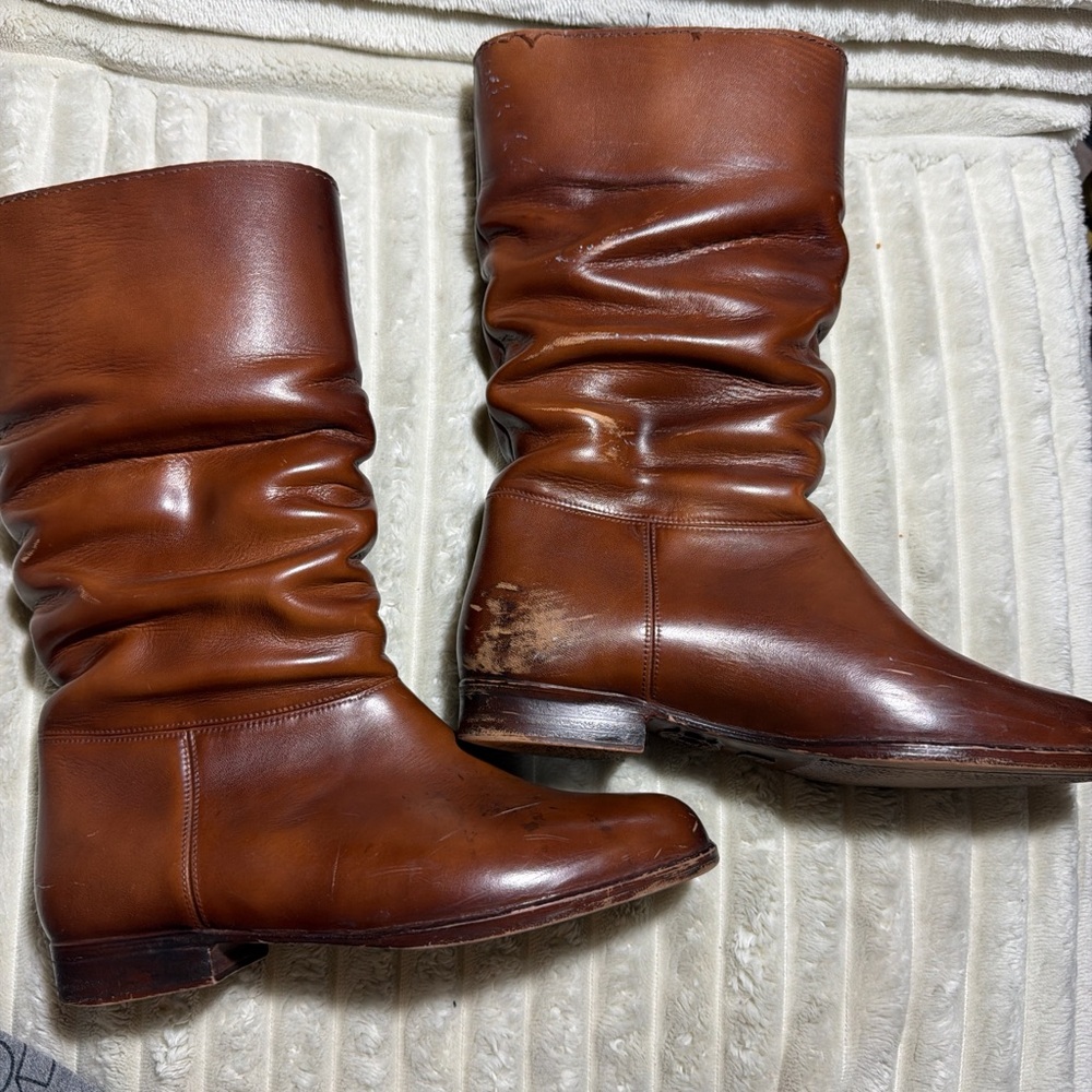 Brown Leather Slouch Boots